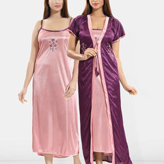 Be You 2 pieces Satin Maxi Nighty Set