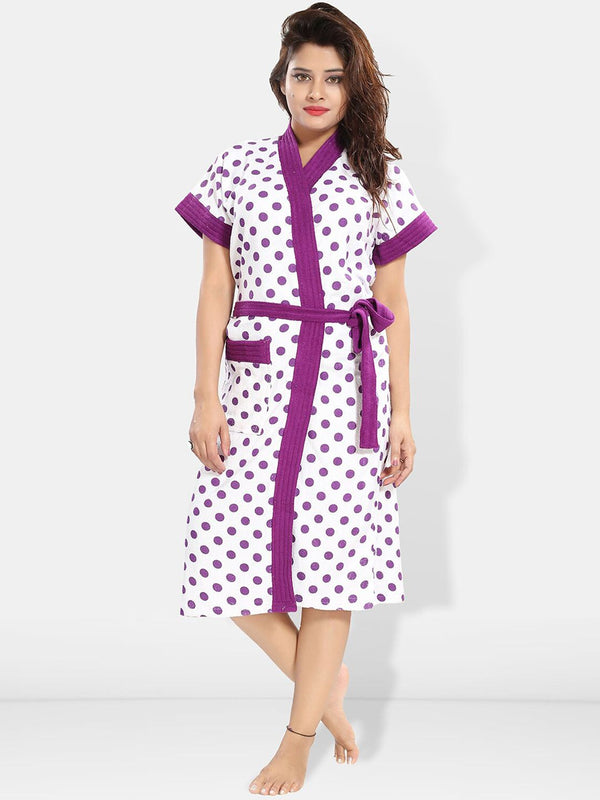 Be You Women Printed Cotton Anti-bacterial Super Soft Bath Robe With Belt