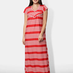Be You Women Red Printed Maxi Nightdress Nursing / Feeding Gown