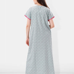 Be You Floral Printed Embroidered Maxi Nightdress
