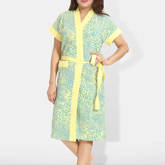Be You Women Printed Cotton Anti-bacterial Super Soft Bath Robe With Belt
