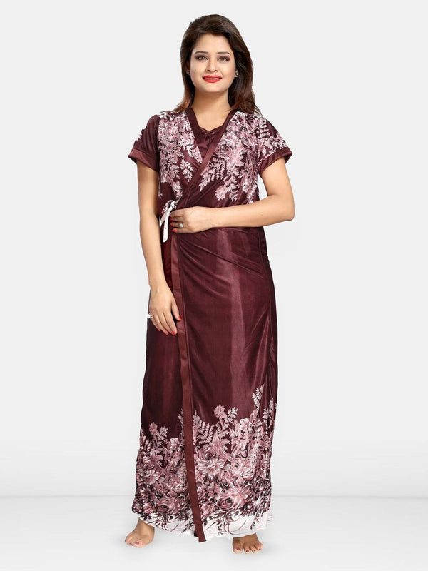 Be You Women Printed Maxi Wrap Nightdress