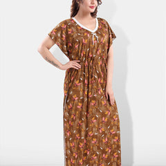 Be You Floral Printed Satin Maxi Kaftan Nightdress