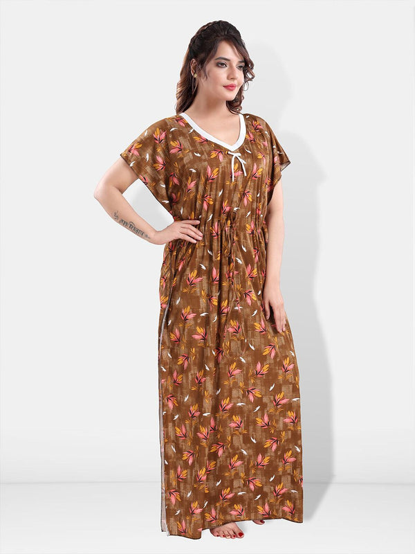 Be You Floral Printed Satin Maxi Kaftan Nightdress