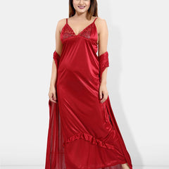 Be You 6 Pieces Satin Maxi Nightdress