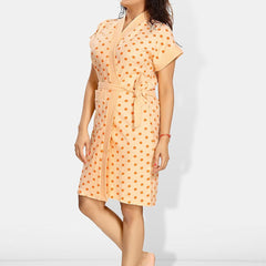 Be You Women Polka Dots Printed Terry Cotton Bath Robe