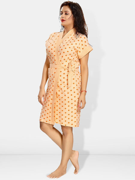 Be You Women Polka Dots Printed Terry Cotton Bath Robe