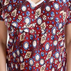 Be You Geometric Printed Maternity Satin Maxi Nightdress