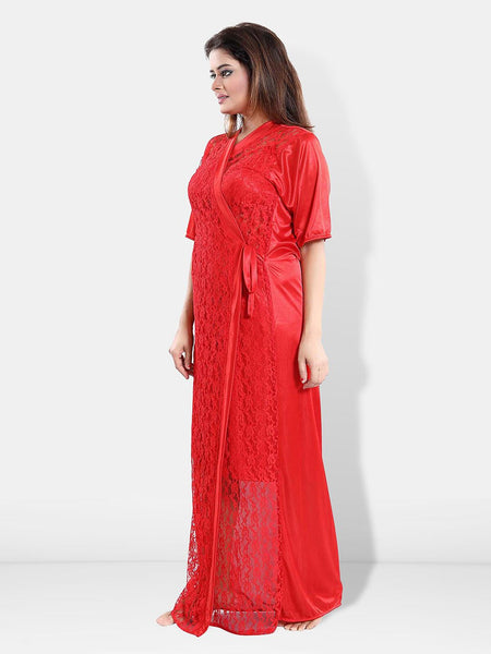 Be You V-Neck Satin Maxi Nightdress With Robe