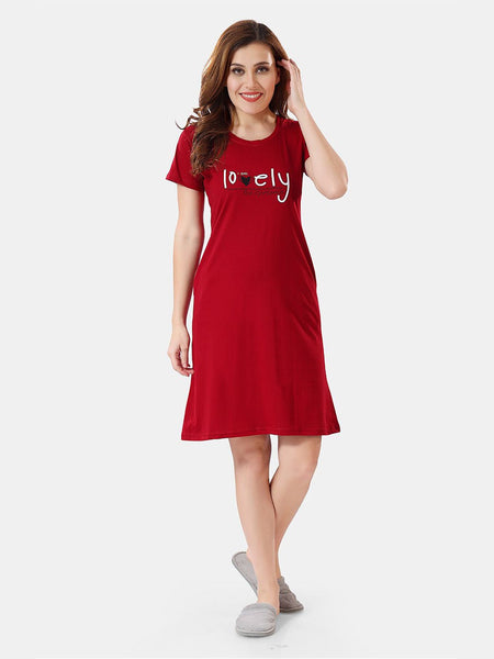 Be You Typographic Printed T-shirt Nightdress