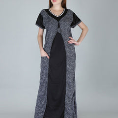 Be You Women Printed Satin Maxi Nightdress