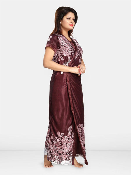 Be You Women Printed Maxi Wrap Nightdress