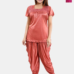 Be You Pack Of 2 Short Sleeves Satin Top & Patiyala
