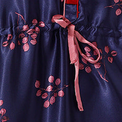 Be You Navy Blue Printed Maxi Kaftan Nightdress