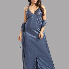 Be You Blue Satin Maxi Shoulder Straps Nightdress