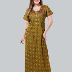 Be You Mustard Embroidered Maxi Nightdress