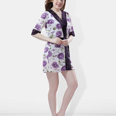 Be You Printed Nightdress With Robe