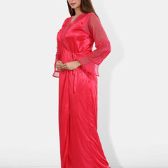 Be You Shoulder Straps Satin Maxi Nightdress With Robe