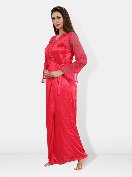Be You Shoulder Straps Satin Maxi Nightdress With Robe