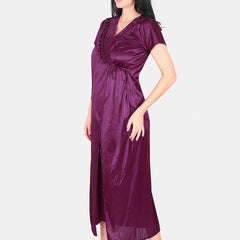 Be You Floral Lace Shoulder Straps Satin Maxi Nightdress With Robe