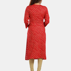 Be You Leheriya Printed Round Neck Maternity Straight Kurta