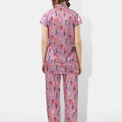 Be You Printed Satin Shirt With Pyjamas