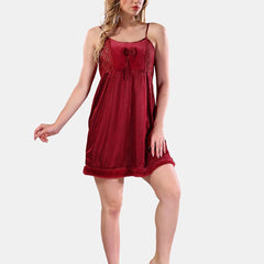 Be You Square Neck Lace Up Details Satin Nightdress With Robe