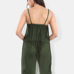 Be You Shoulder Straps Sleeveless Net High-Low Baby Doll With Brief