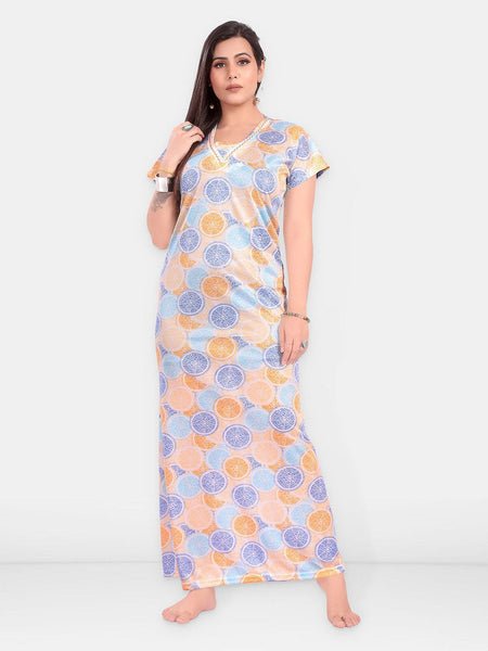 Be You Printed Women Tropical Printed Maxi Sweat Nightdress