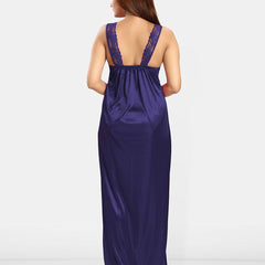 Be You Women Self Design Sweetheart Neck Maxi Nightdress