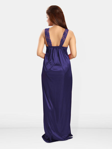 Be You Women Self Design Sweetheart Neck Maxi Nightdress