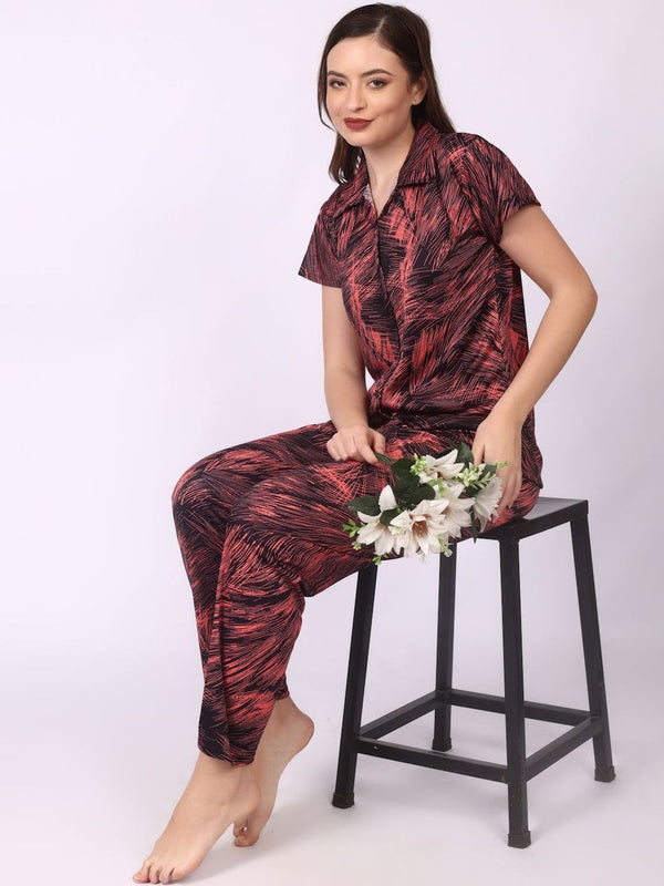 Be You Women Abstract Printed Shirt & Pyjama Night suit