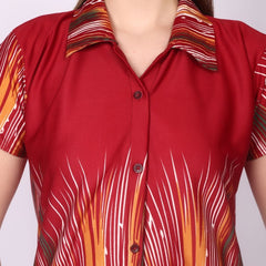 Be You Women Maroon Printed Satin Night suit