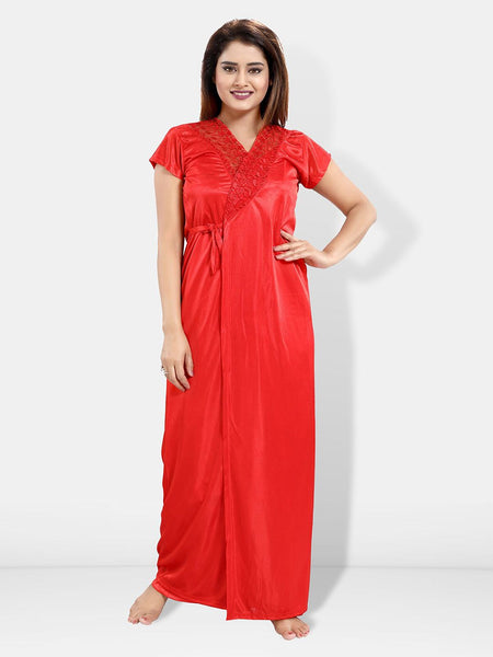 Be You Pack Of 6 Satin Maxi Wrap Nightdress With Lingerie Set