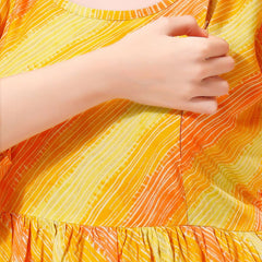 Be You Women Leheriya Printed Bell Sleeves Maternity Kurta