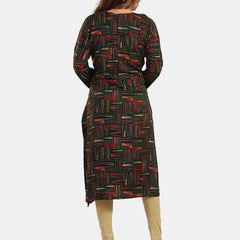 Be You Abstract Printed Round Neck Maternity Kurta