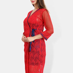 Be You Floral Lace Shoulder Straps Satin Nightdress With Robe