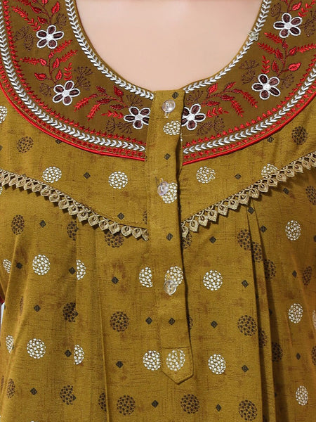 Be You Mustard Embroidered Maxi Nightdress