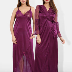 Be You Shoulder Straps Satin Maxi Nightdress With Robe