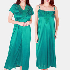 Be You Floral Lace Shoulder Straps Satin Maxi Nightdress With Robe