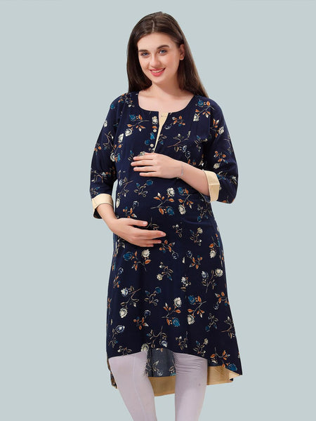 Be You Women Floral Printed A-Line Maternity Kurta