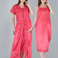 Be You Women Peach-Coloured Maxi Nightdress With Robe