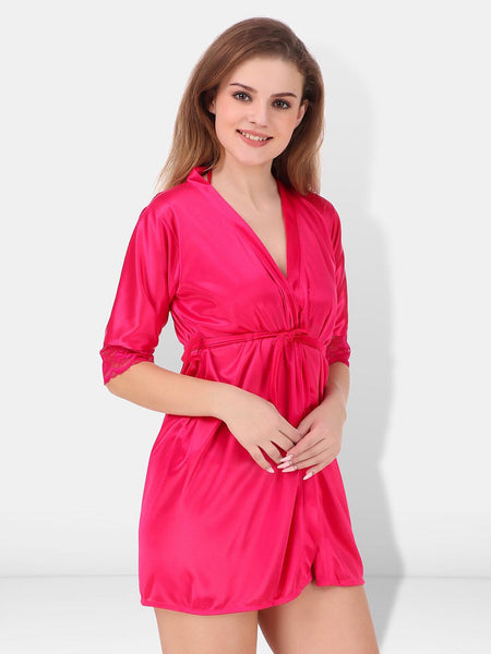 Be You Satin Lingerie Set With Robe BUF-3-PCS-SET-2250-L