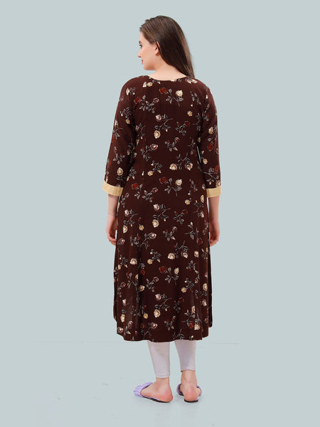Be You Floral Printed High Low Hem Maternity Feeding Kurta