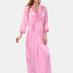 Be You Floral Lace Satin Night Dress With Robe