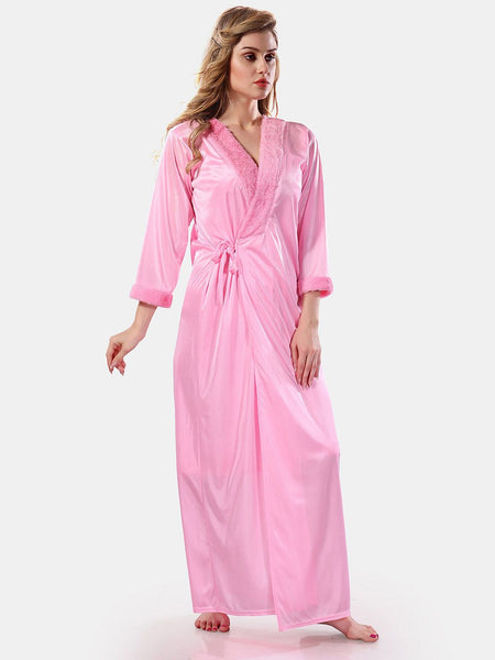 Be You Floral Lace Satin Night Dress With Robe