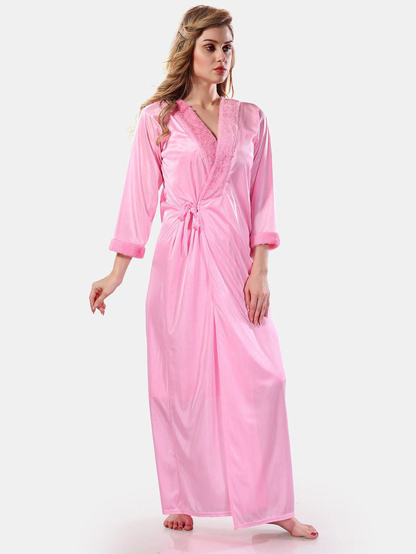 Be You Floral Lace Satin Night Dress With Robe