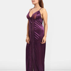 Be You Women Shoulder Strap Self Design Maxi Nightdress