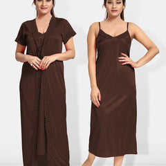 Be You V-Neck Satin Maxi Nightdress With Robe