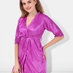 Be You Non-Wired Non Padded Lingerie Set With Robe BUF-3-PCS-SET-2253-L